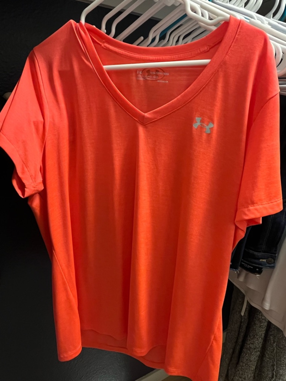 Under Armour Women's V-Neck Tee in Vibrant Orange